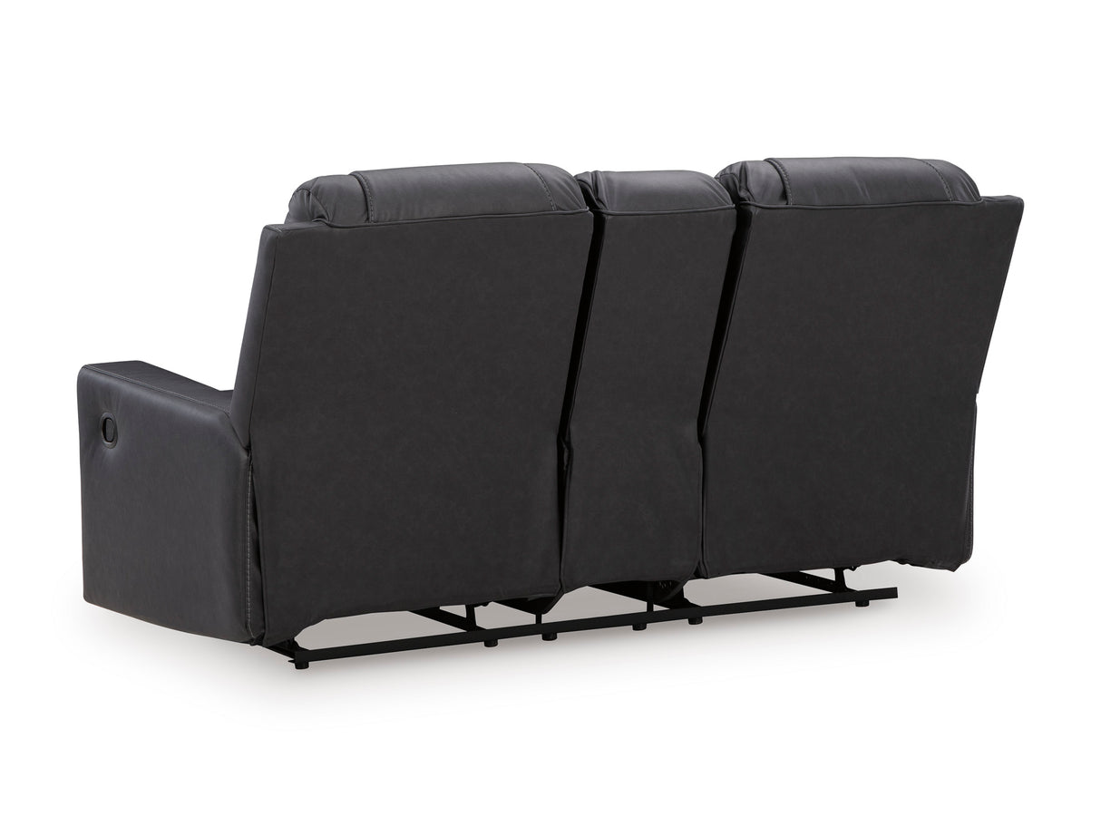 Mackmenville Carbon Reclining Loveseat with Console from Ashley - Luna Furniture