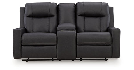 Mackmenville Carbon Reclining Loveseat with Console from Ashley Furniture - Luna Furniture