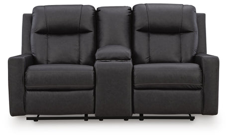 Mackmenville Carbon Reclining Loveseat with Console from Ashley Furniture - Luna Furniture