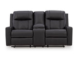 Mackmenville Carbon Reclining Loveseat with Console from Ashley - Luna Furniture