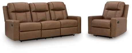 Mackmenville Caramel Reclining Sofa and Recliner from Ashley Furniture - Luna Furniture