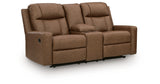 Mackmenville Caramel Reclining Loveseat with Console from Ashley Furniture - Luna Furniture