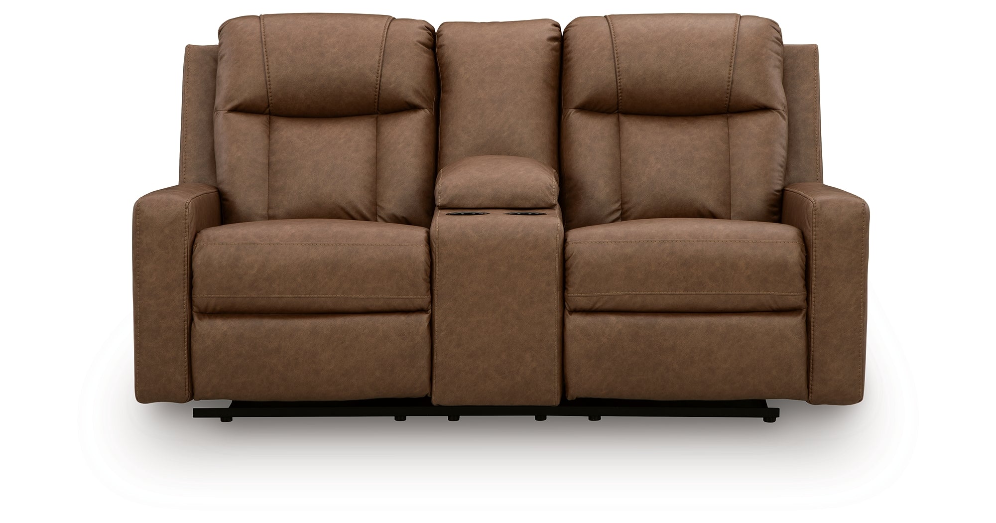 Ashley Mackmenville Caramel Reclining Loveseat with Console – Luna