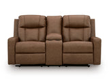 Mackmenville Caramel Reclining Loveseat with Console from Ashley Furniture - Luna Furniture