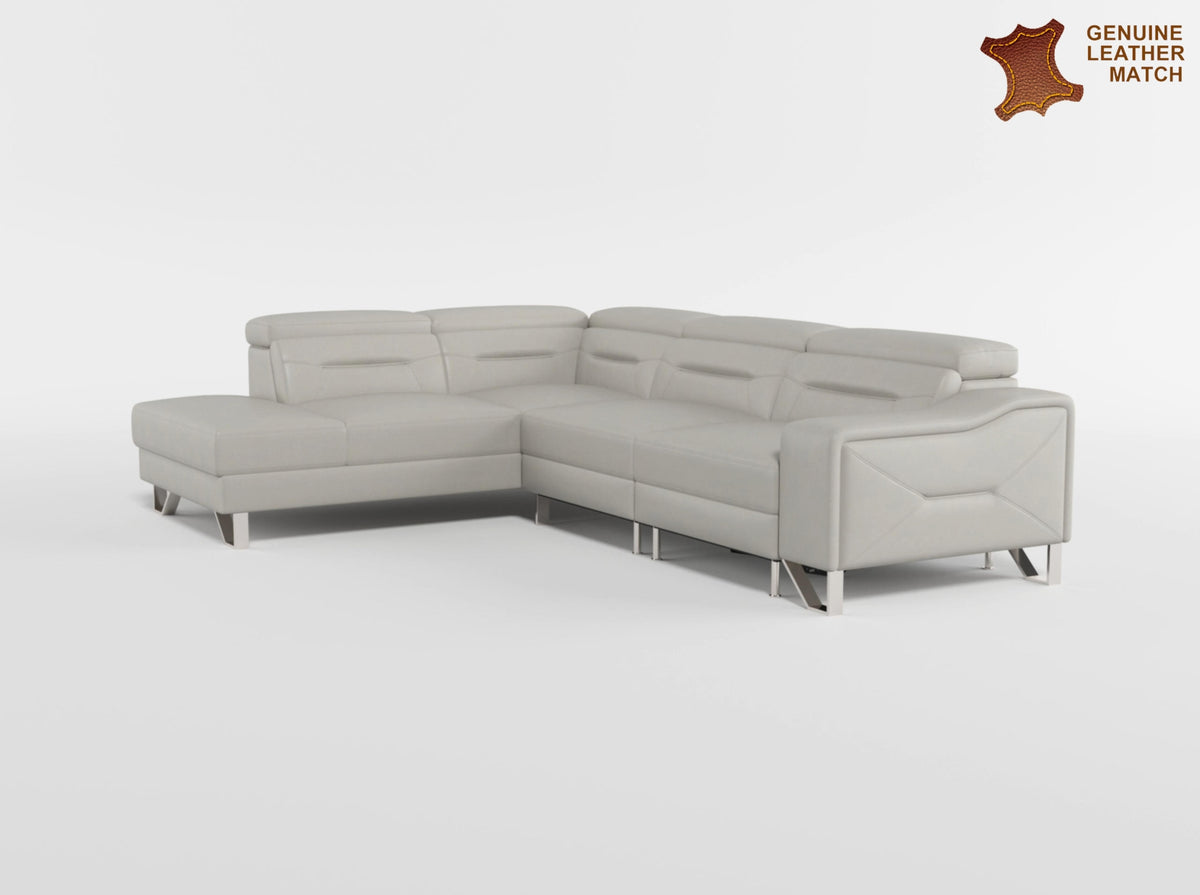 Ventura Light Gray Leather Left Side Chaise Sectional with Adjustable Headrests from Homelegance - Luna Furniture