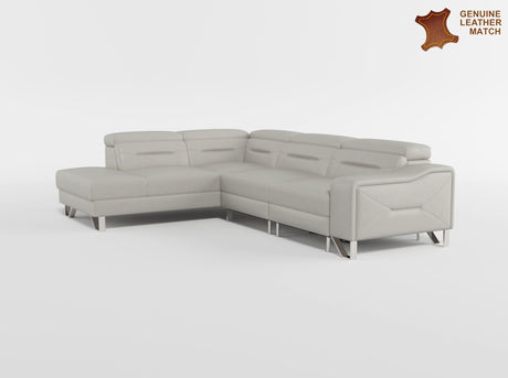 Ventura Light Gray Leather Left Side Chaise Sectional with Adjustable Headrests from Homelegance - Luna Furniture