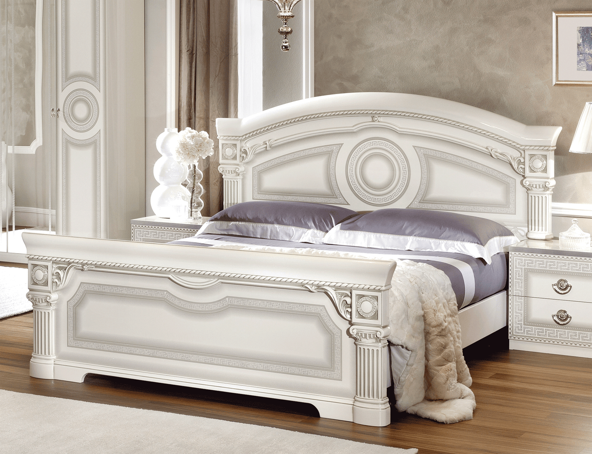Aida White/Silver King Bed from ESF Furniture - Luna Furniture