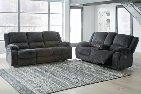 Draycoll Slate Power Reclining Sofa and Loveseat from Ashley Furniture - Luna Furniture
