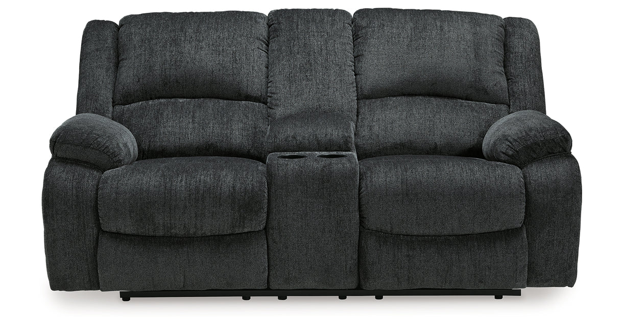 Draycoll Slate Reclining Loveseat with Console from Ashley Furniture - Luna Furniture