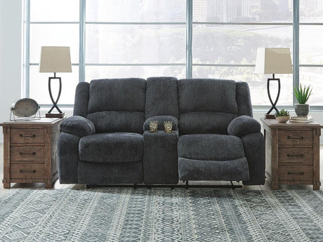 Draycoll Slate Reclining Loveseat with Console from Ashley Furniture - Luna Furniture