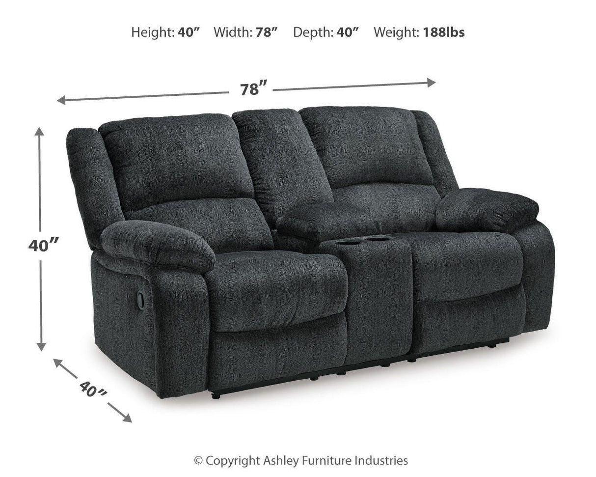 Draycoll Slate Reclining Loveseat with Console from Ashley - Luna Furniture