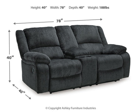 Draycoll Slate Reclining Loveseat with Console from Ashley - Luna Furniture