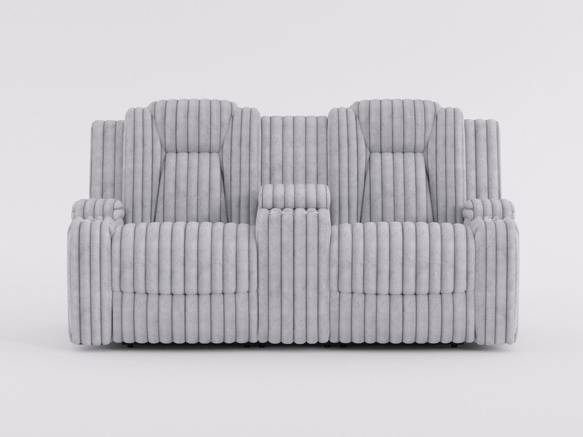 Phyllis Black Corduroy Double Reclining Loveseat with Center Console and Cup Holders from Homelegance - Luna Furniture