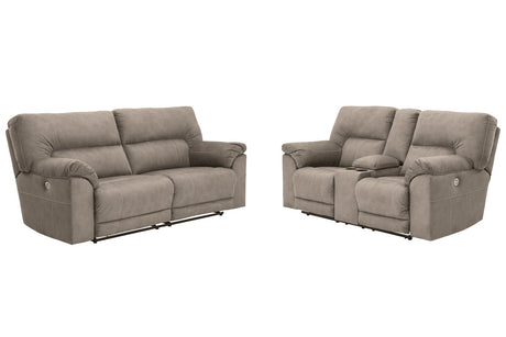 Cavalcade Slate Power Reclining Sofa and Loveseat from Ashley - Luna Furniture
