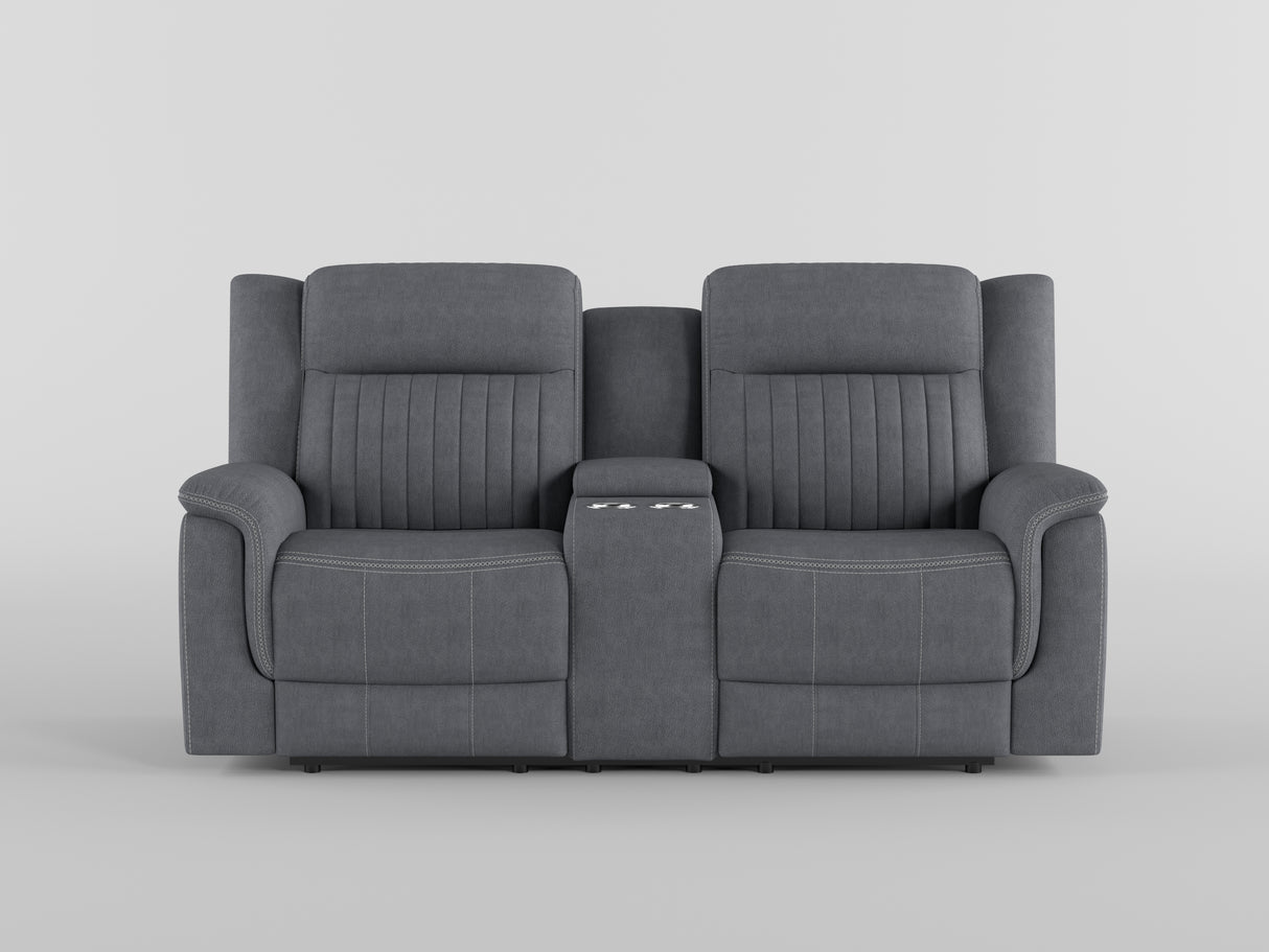 Dean Dove Double Reclining Loveseat with Center Console from Homelegance - Luna Furniture