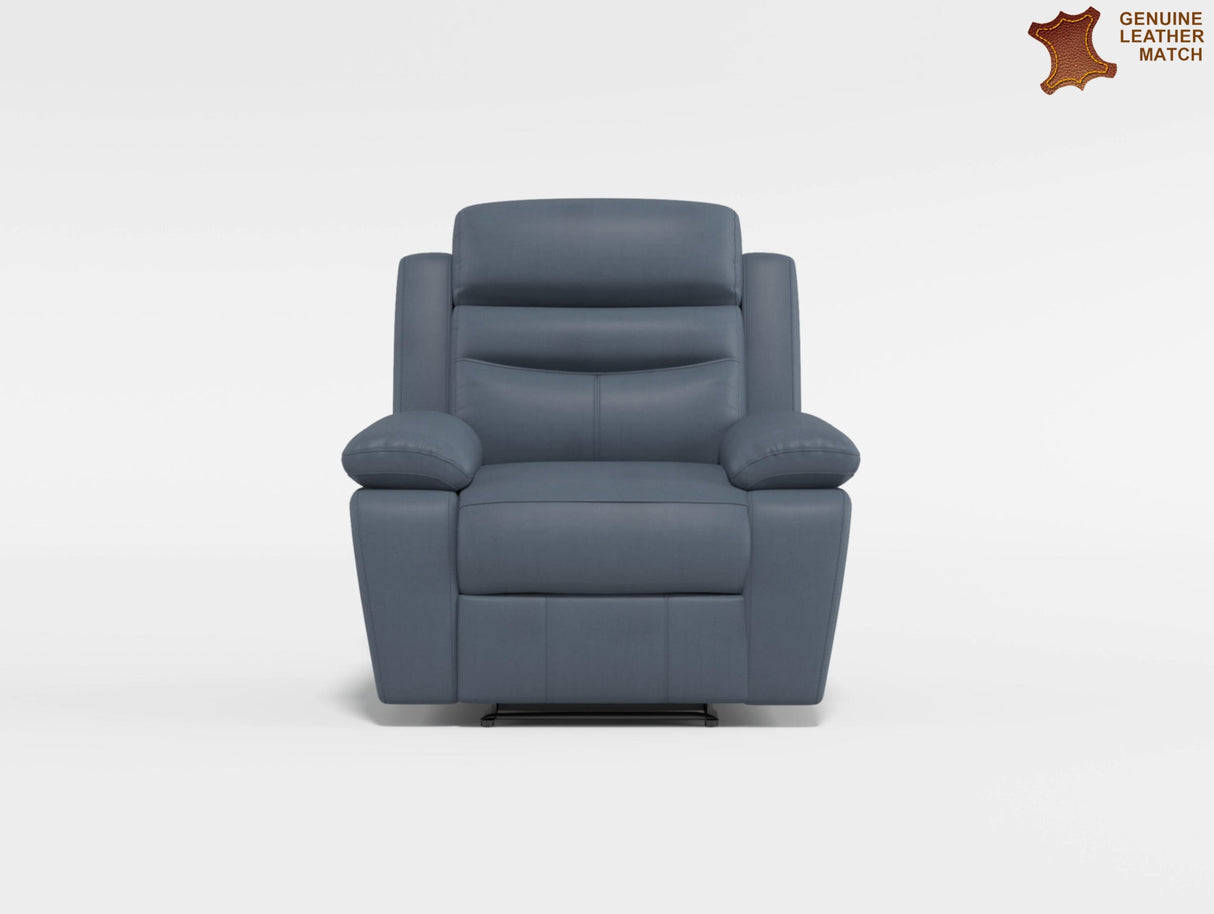 Hancock Blue Leather Reclining Chair from Homelegance - Luna Furniture