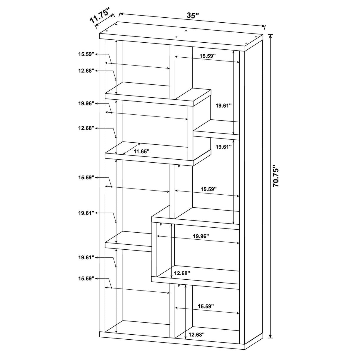 Theo Mango 71-inch 6-shelf Bookshelf from Coaster - Luna Furniture