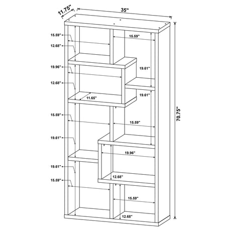 Theo Mango 71-inch 6-shelf Bookshelf from Coaster - Luna Furniture