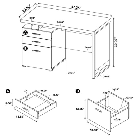 Brennan Mango 47-inch 3-drawer Office Computer Desk from Coaster - Luna Furniture