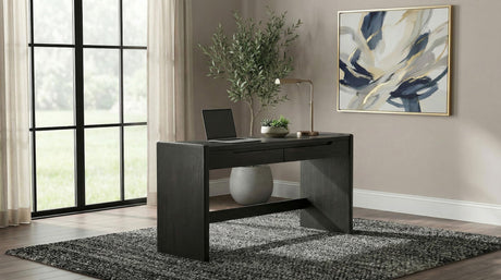 Leandro Burnished Black 2-drawer Home Office Writing Desk from Coaster - Luna Furniture