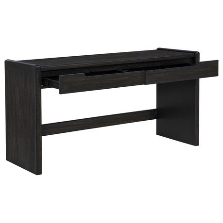 Leandro Burnished Black 2-drawer Home Office Writing Desk from Coaster - Luna Furniture