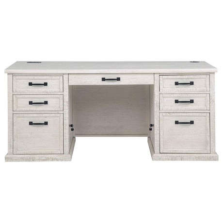 Altidore Distressed White 68-inch 7-drawer Executive Home Office Desk from Coaster - Luna Furniture