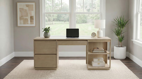 Harkes Light Elm 75-inch 3-Drawer Computer Desk with Adjustable Shelf from Coaster - Luna Furniture