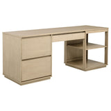 Harkes Light Elm 75-inch 3-Drawer Computer Desk with Adjustable Shelf from Coaster - Luna Furniture