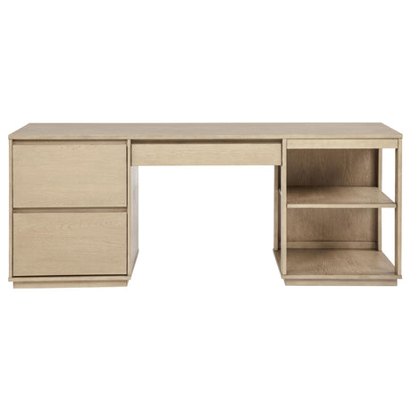 Harkes Light Elm 75-inch 3-Drawer Computer Desk with Adjustable Shelf from Coaster - Luna Furniture