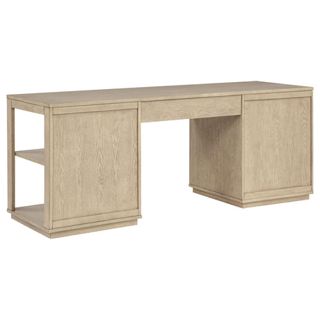 Harkes Light Elm 75-inch 3-Drawer Computer Desk with Adjustable Shelf from Coaster - Luna Furniture