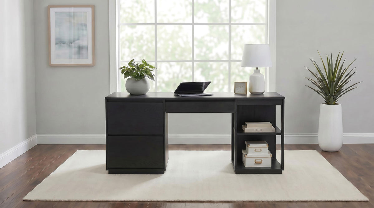 Harkes Coffee Bean 75-inch 3-drawer Computer Desk with Adjustable Shelf from Coaster - Luna Furniture