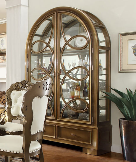 HD-8008 Metallic Antique Gold/Perfect Brown Curio from Homey Design - Luna Furniture