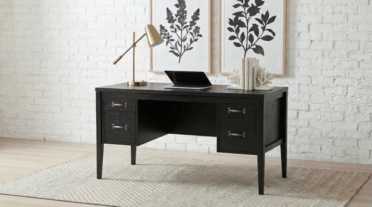 Graham Black 54-inch 4-drawer Double Pedestal Lift Top Computer Desk from Coaster - Luna Furniture