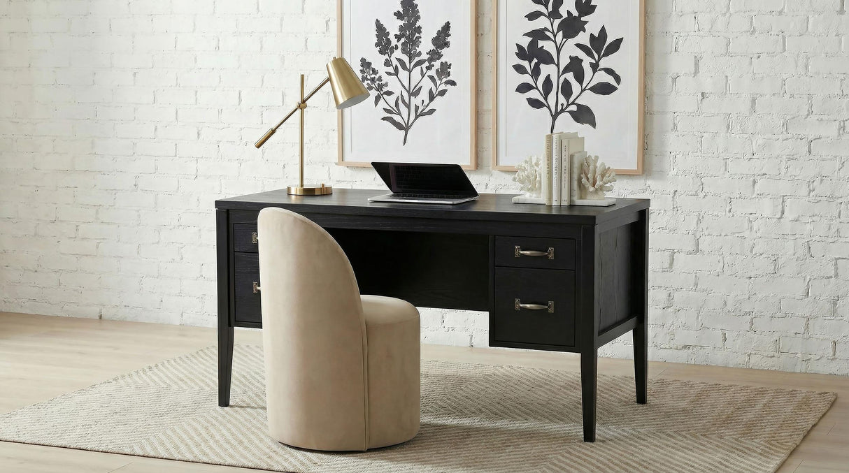 Graham Black 54-inch 4-drawer Double Pedestal Lift Top Computer Desk from Coaster - Luna Furniture