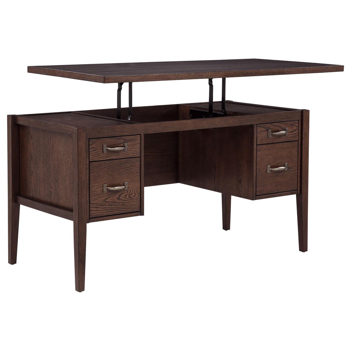 Graham Chocolate 54-inch 4-Drawer Double Pedestal Lift Top Computer Desk