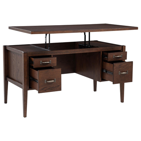 Graham Chocolate 54-inch 4-Drawer Double Pedestal Lift Top Computer Desk from Coaster - Luna Furniture