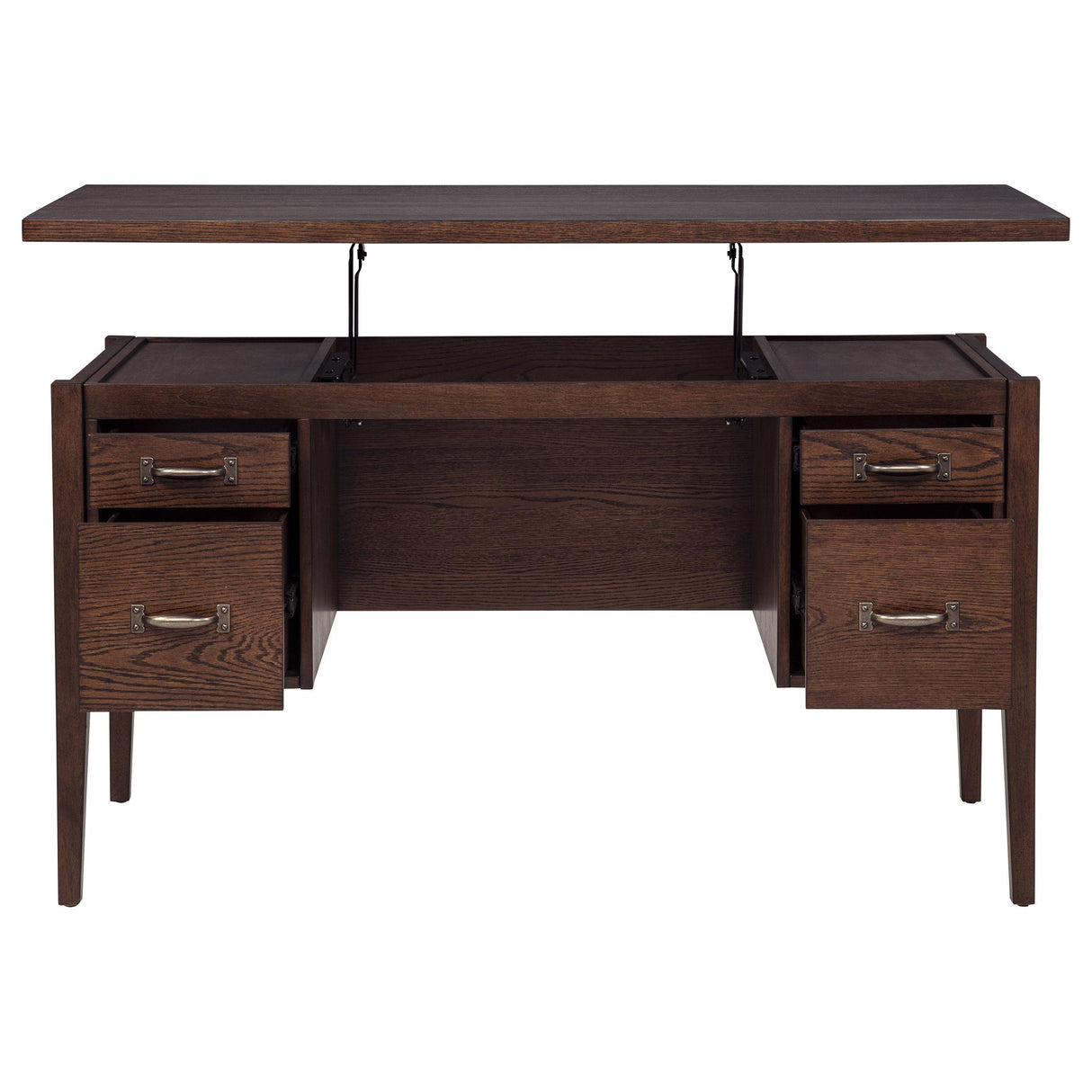 Graham Chocolate 54-inch 4-Drawer Double Pedestal Lift Top Computer Desk