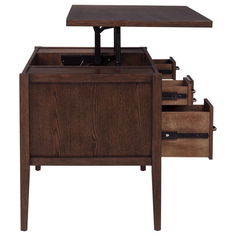Graham Chocolate 54-inch 4-Drawer Double Pedestal Lift Top Computer Desk from Coaster - Luna Furniture