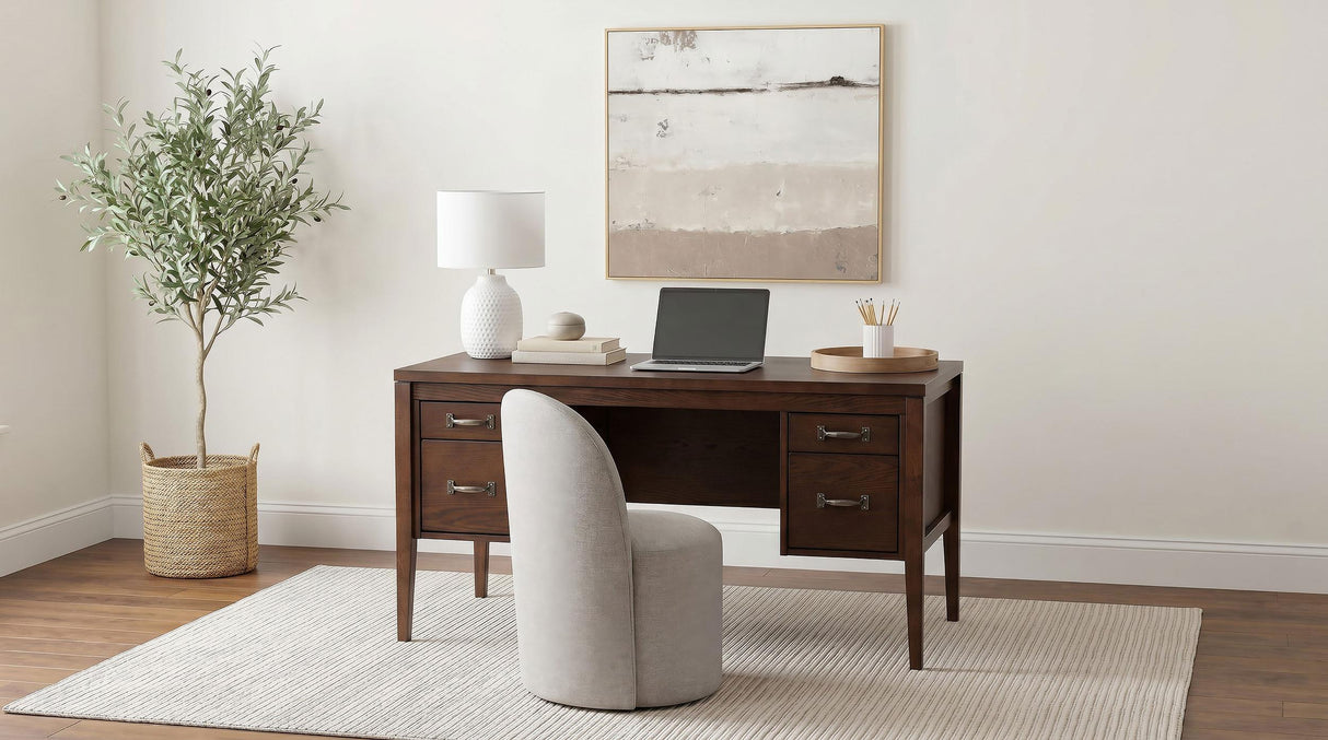 Graham Chocolate 54-inch 4-Drawer Double Pedestal Lift Top Computer Desk