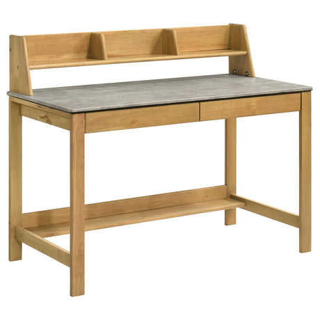 Besler Cement and Natural 47-inch SmartTop Writing Desk with Shelf from Coaster - Luna Furniture