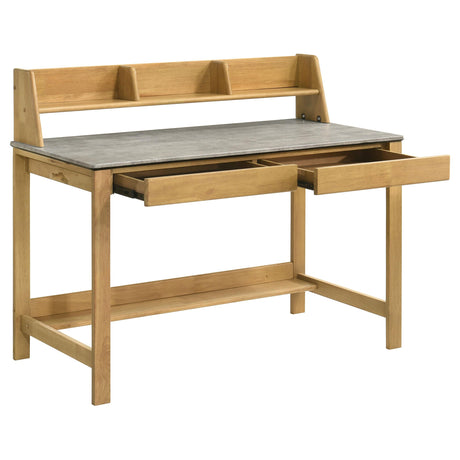 Besler Cement and Natural 47-inch SmartTop Writing Desk with Shelf from Coaster - Luna Furniture