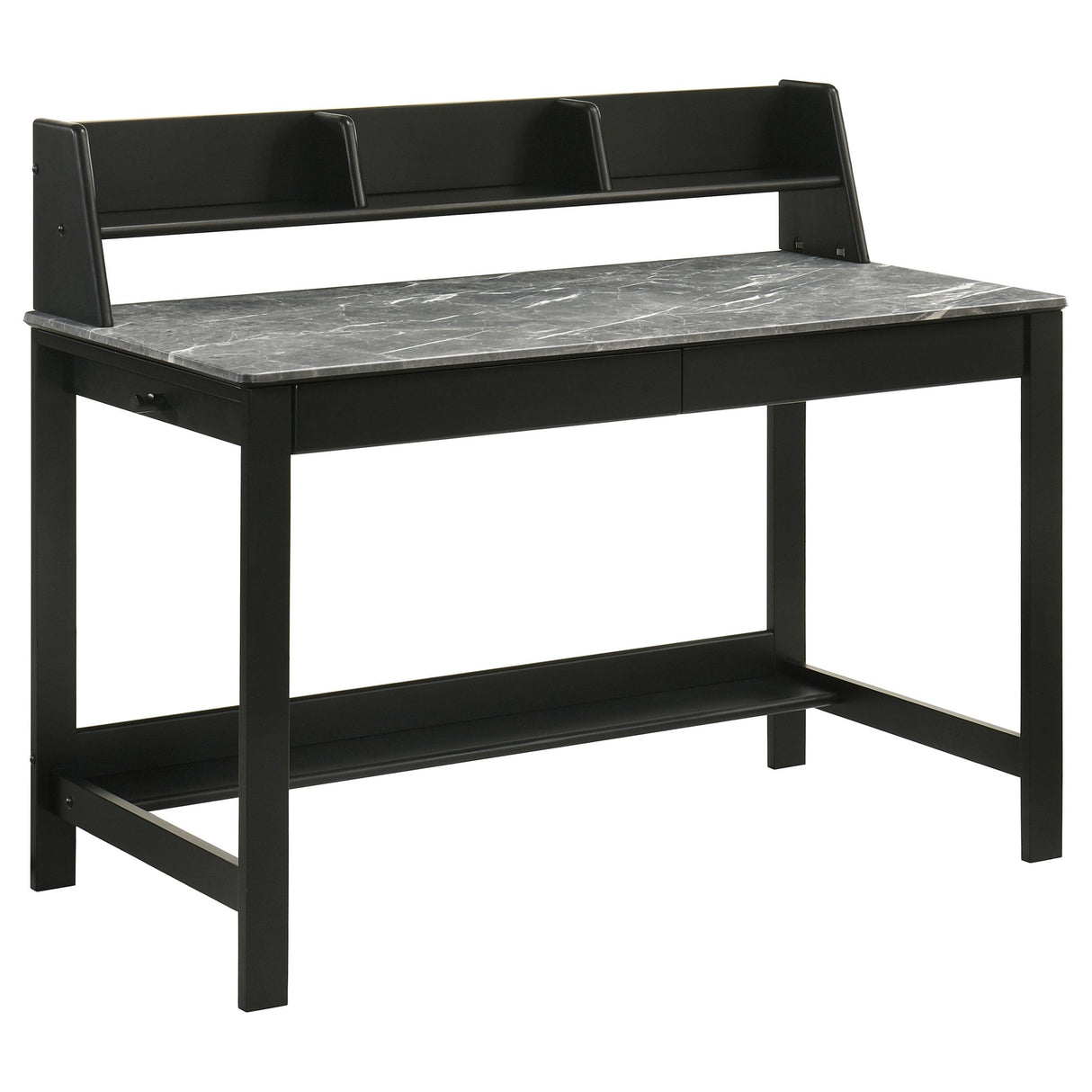Besler Gray Stone and Black 47-inch Smart Top Writing Desk with Shelf from Coaster - Luna Furniture