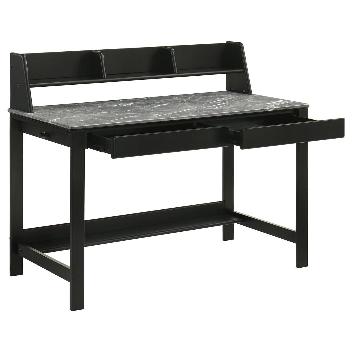 Besler Gray Stone and Black 47-inch Smart Top Writing Desk with Shelf from Coaster - Luna Furniture