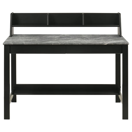 Besler Gray Stone and Black 47-inch Smart Top Writing Desk with Shelf from Coaster - Luna Furniture