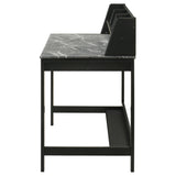 Besler Gray Stone and Black 47-inch Smart Top Writing Desk with Shelf from Coaster - Luna Furniture