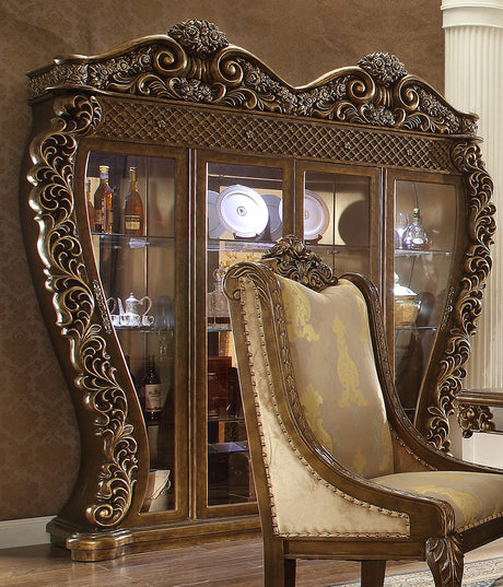 HD-8011 Antique Gold/Perfect Brown 7-Piece Dining Room Set from Homey Design - Luna Furniture