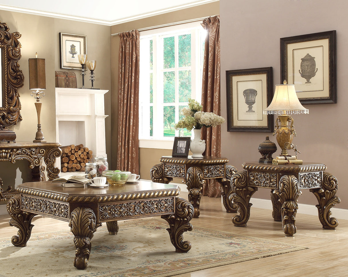 HD-8011 Antique Gold/Perfect Brown 3-Piece Coffee Table Set from Homey Design - Luna Furniture