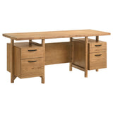 Roldan Light ash computer desk, 4 drawers and central knee space, front three-quarter view