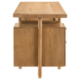 Roldan Light ash computer desk, top view with wide rectangular desktop grain