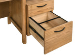 Roldan Light ash computer desk, close-up of natural wood grain tabletop surface